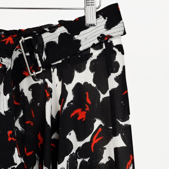 A.L.C. White & Black Bias Silk Painted Floral Skirt - Picture 6 of 11